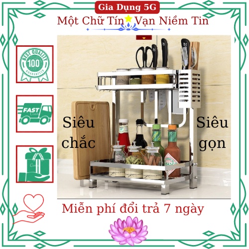 Kệ đựng gia vị inox 304 2 tầng 3 tầng nhà bếp, Kệ để đồ nhà bếp đa năng siêu bền