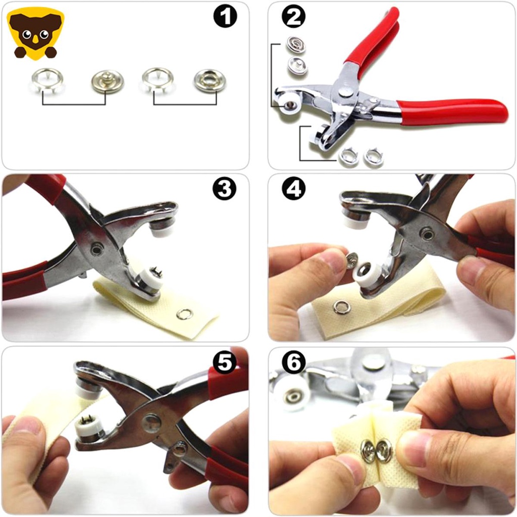 Bộ 200 Đinh Tán 10 Màu Bằng Kim Loại Và Cứng Kèm Kìm Áp Suất C5936