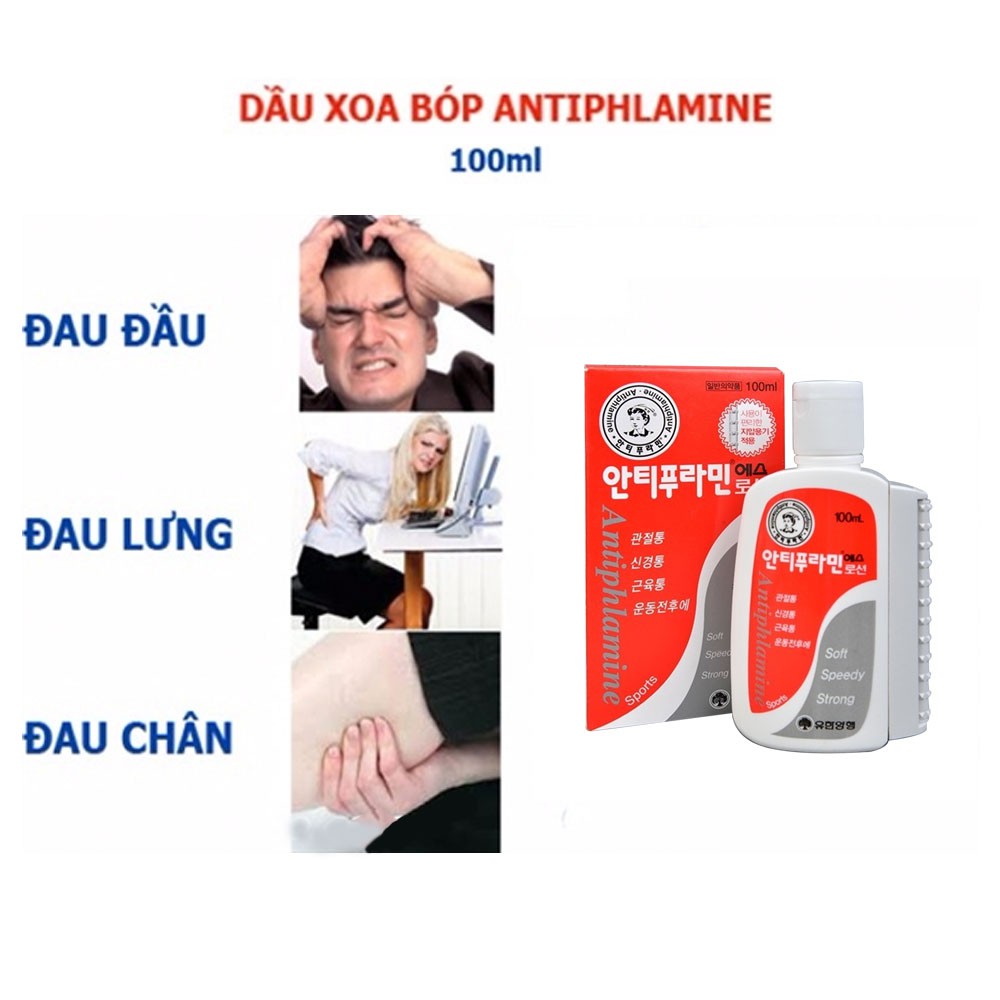 Dầu nóng Hàn Quốc Antiphlamine chai 100ml Lăn Massage giảm đau nhức massage cơ thể