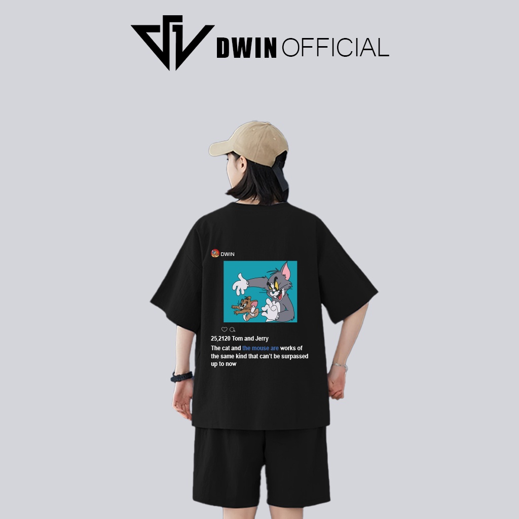 Áo thun unisex in hình tom and jerry thời trang DWin basic tee phông trơn nam nữ tay lỡ oversize form rộng