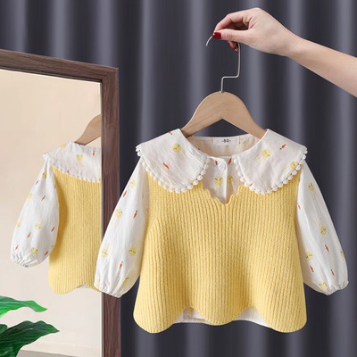 Sét áo len kèm áo sơ mi siêu đẹp cho bé gái 2021