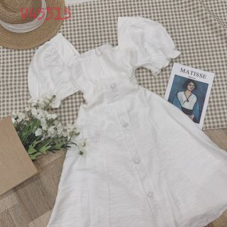 ❤️ ĐẦM TRẮNG NÚT CỔ VUÔNG ❤️