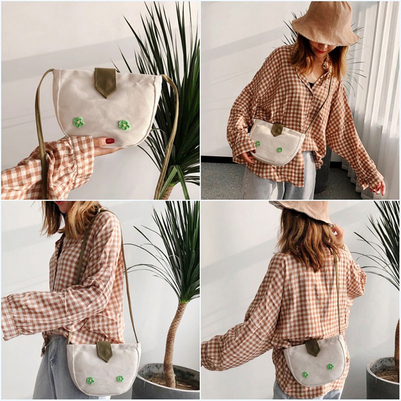 Túi Xách Nữ Vải Bố Thêu Hoa Xinh Xắn