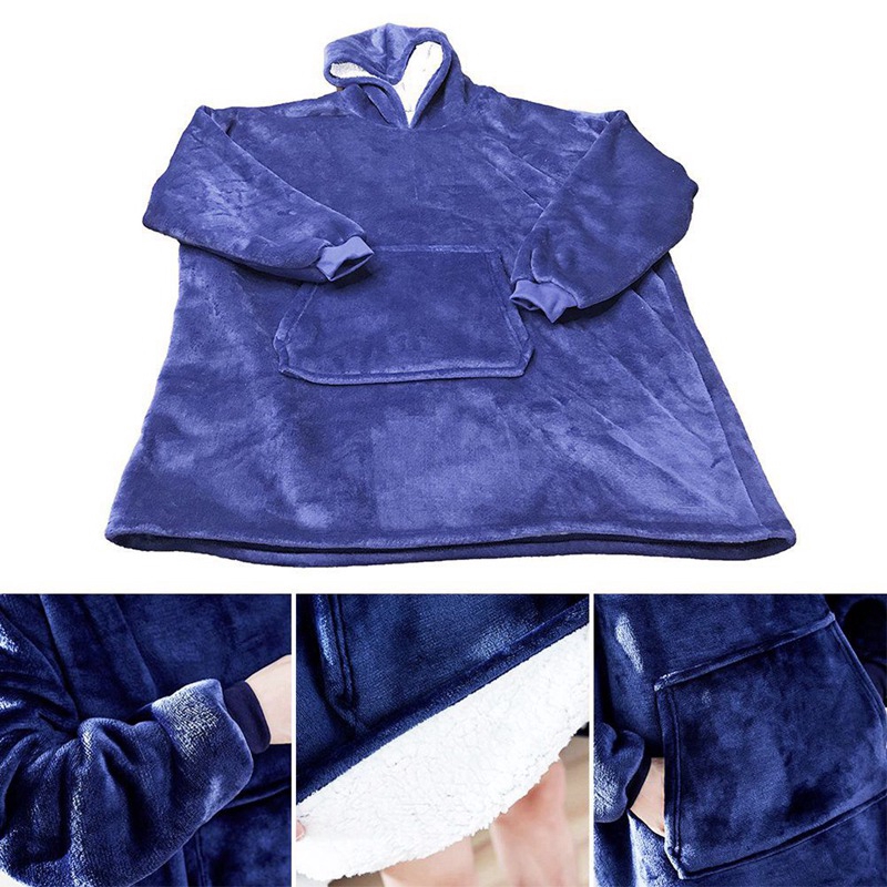 Mền áo có nón trùm đầu mùa đông bằng lông cừu san hô Microfiber