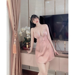 Váy ngủ lụa phối ren cao cấp bigsize