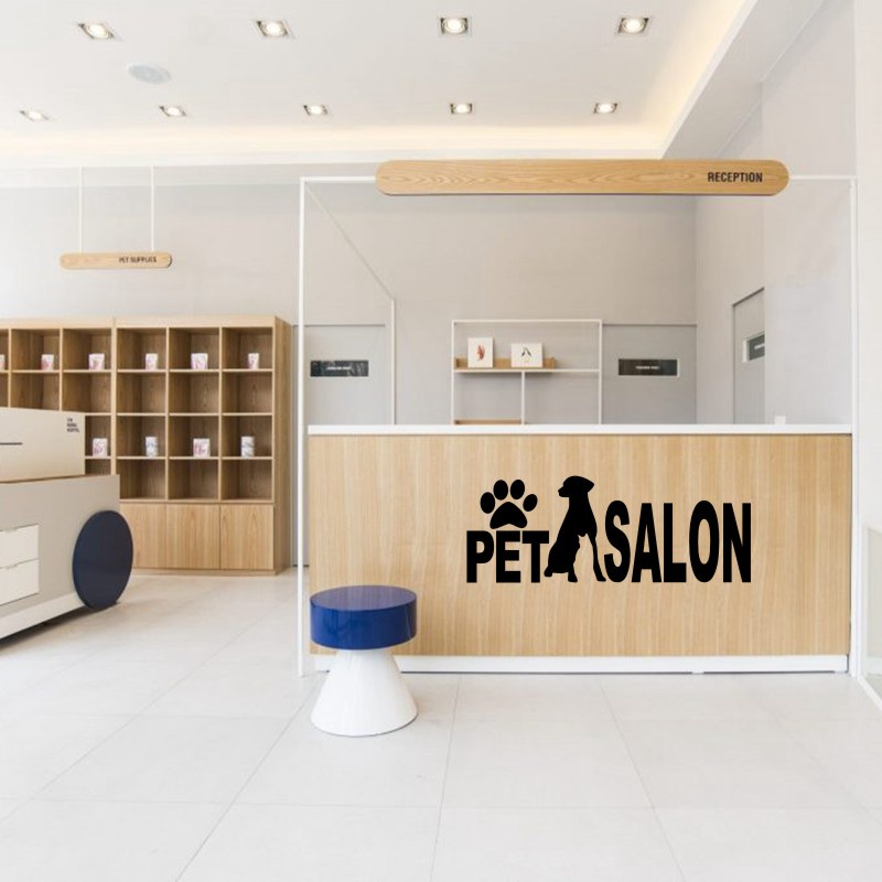 Miếng Dán Tường Vinyl Hình Chó Mèo Trang Trí Cửa Hàng Salon