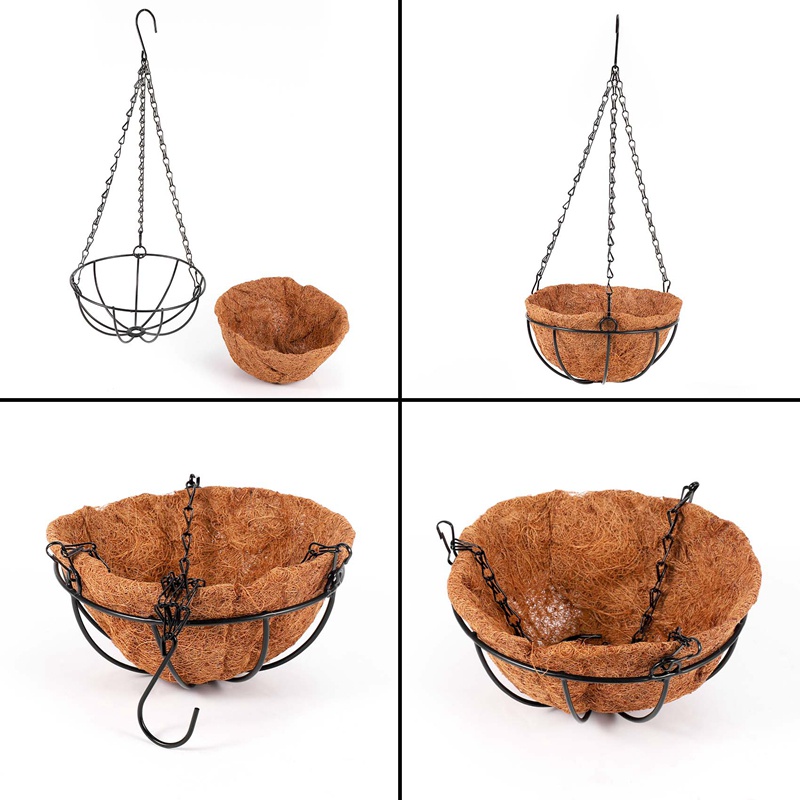 Chậu Trồng Cây Màu Đen Có Dây Xích Treo Trang Trí Ban Công / Sân Vườn Kích Thước 8inch