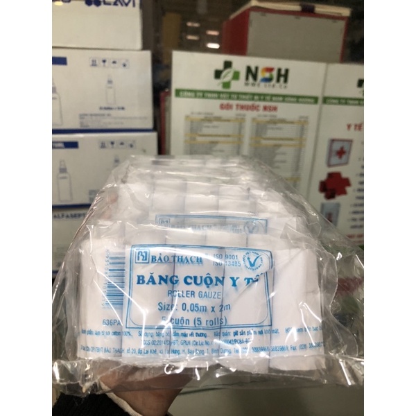 Băng Cuộn Y Tế Size 0.05x2m Bảo Thạch bông băng gạc cuộn 0.05m x 2m bảo thạch