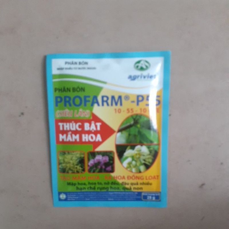 PHÂN BÓN SIÊU LÂN 10-55-10 PROFARM P55 GÓI 25G THÚC BẬT MẦM HOA, RA HOA ĐỒNG LOẠT