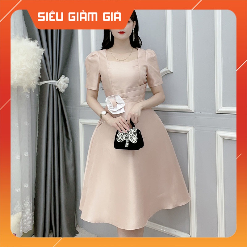 Đầm Dự Tiệc, Váy Thiết Kế Cổ Vuông Dáng Xòe Hàng Cao Cấp V2075-Teen 888
