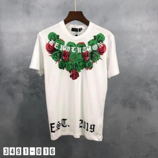 áo thun tay lỡ unisex oversize hoa Hồng chữ cổ Mikenco