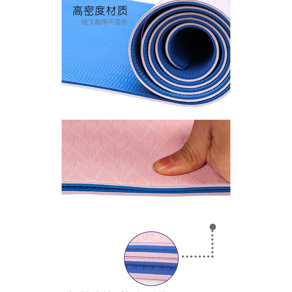 Thảm yoga định tuyến TPE 6mm 2 lớp(tặng túi lưới+chai xịt+dây buộc thảm)