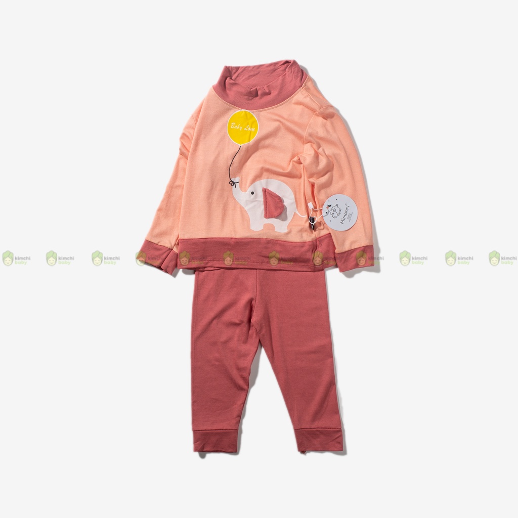 Bộ Dài Tay Thun Lạnh Cho Bé Trai, Bé Gái KIMCHIBABY Cổ 3P Vịt Vàng, Đồ Bộ Mặc Nhà Cho Bé Thu Đông KWTD2214