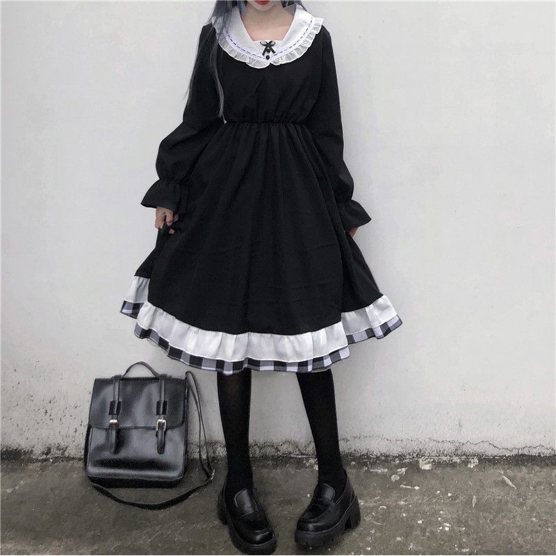 [Order] (L3) Váy đầm Gothic Lolita đính nơ dáng xòe loại đẹp màu đen