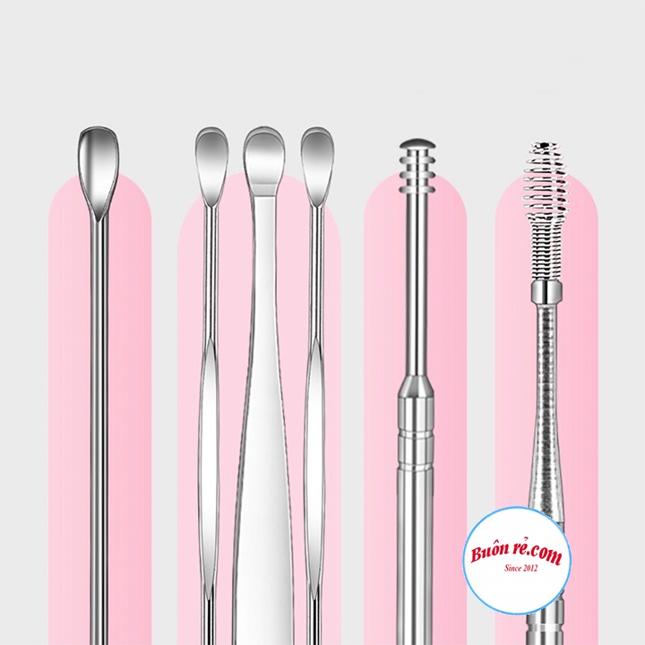Bộ dụng cụ ngoáy tai, lấy ráy tai (6 MÓN) kèm hộp tiện lợi, nhỏ gọn- Dụng cụ vệ sinh tai bằng inox cao cấp an toàn 01482