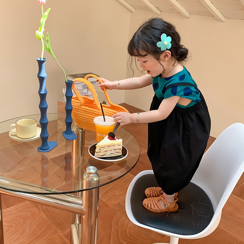 Set Áo Sát Nách Cổ Tròn Họa Tiết Bọ Rùa Chấm Bi + Áo Hai Dây Màu Đen Phong Cách Phương Tây Dễ Thương Thời Trang Mùa Hè Cho