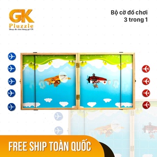 [Free Ship] Bộ Cờ Đa Năng 3trong1 / Cờ cá ngựa, Cờ Búng, Cờ Caro Chất Liệu Gỗ Cao Cấp