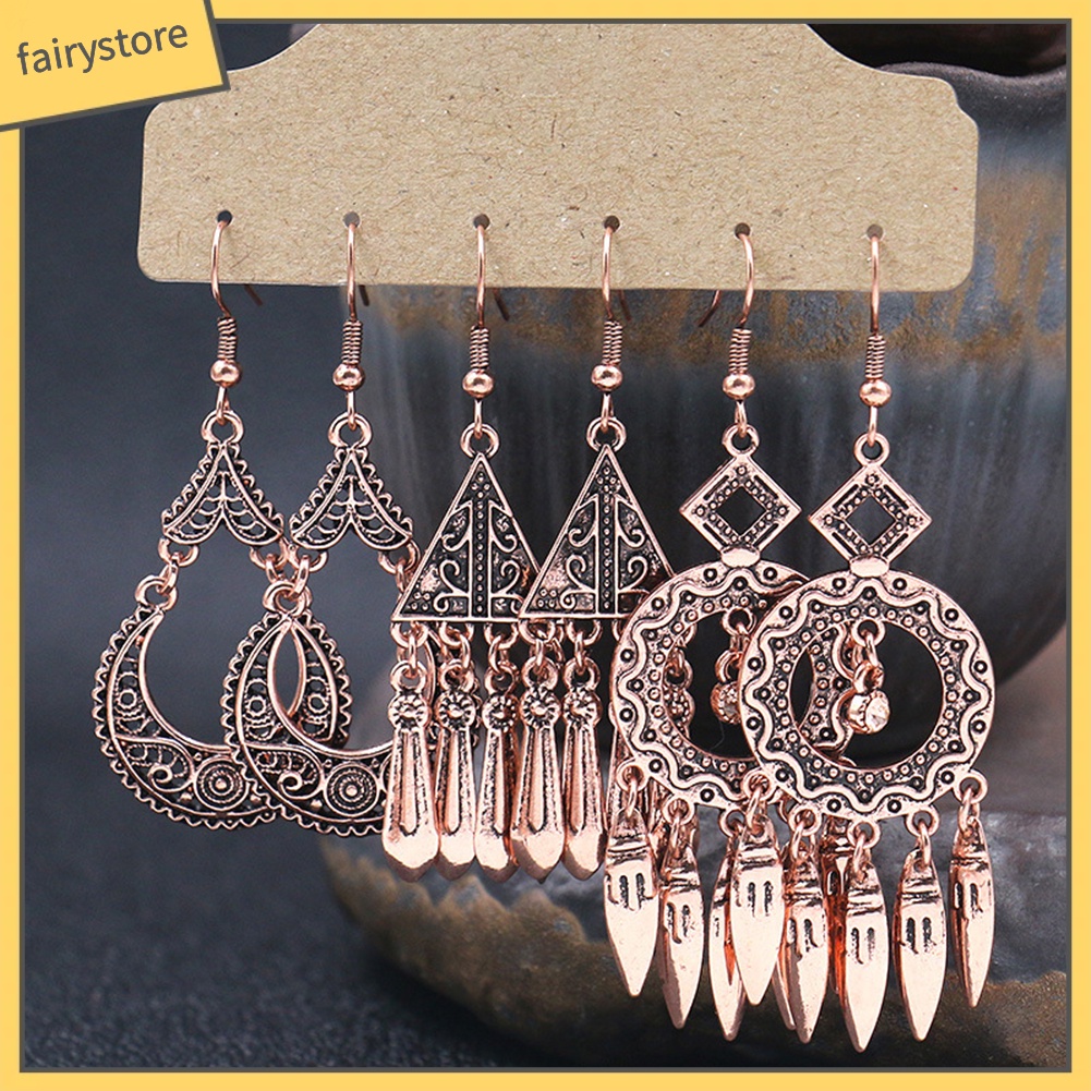 Set 3 cặp khuyên tai nữ thiết kế ấn tượng thời trang