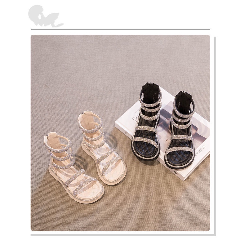 Giày Sandal Công Chúa Đế Mềm Hở Ngón Đính Pha Lê Thời Trang Mùa Hè Cho Bé Gái