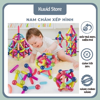 Xếp hình nam châm bộ đồ chơi lắp ráp thông minh cho bé khối nam châm xếp hình phát triển trí tuệ