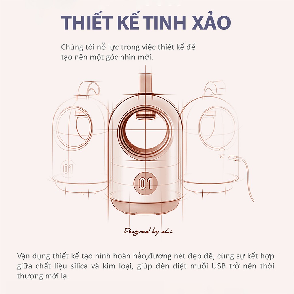 Đèn bắt muỗi diệt côn trùng thông minh Jisulife No.1 kiêm đèn ngủ Led thân thiện với môi trường không mùi khét.