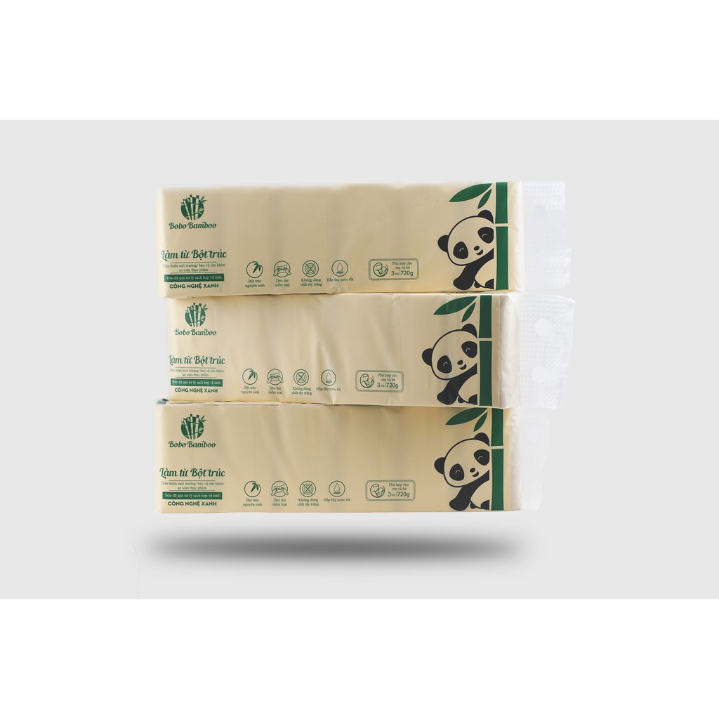 Thùng 72 cuộn giấy vệ sinh siêu dai Bobo Bamboo