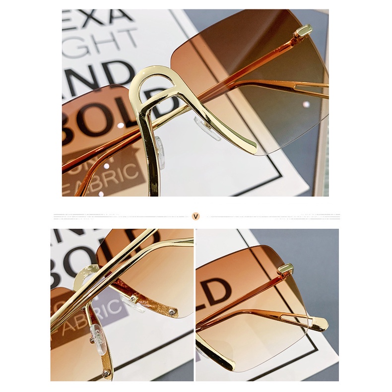 Kính Mát Oversized Không Gọng Màu Sắc gradient Phong Cách Châu Âu Cho Nữ