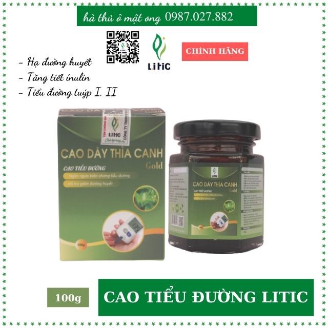 Cao dây thìa canh LITIC cho người tiểu đường tuýp 1, tuýp 2 , giảm đường, mỡ máu hiệu quả - cao tiểu đường 100g