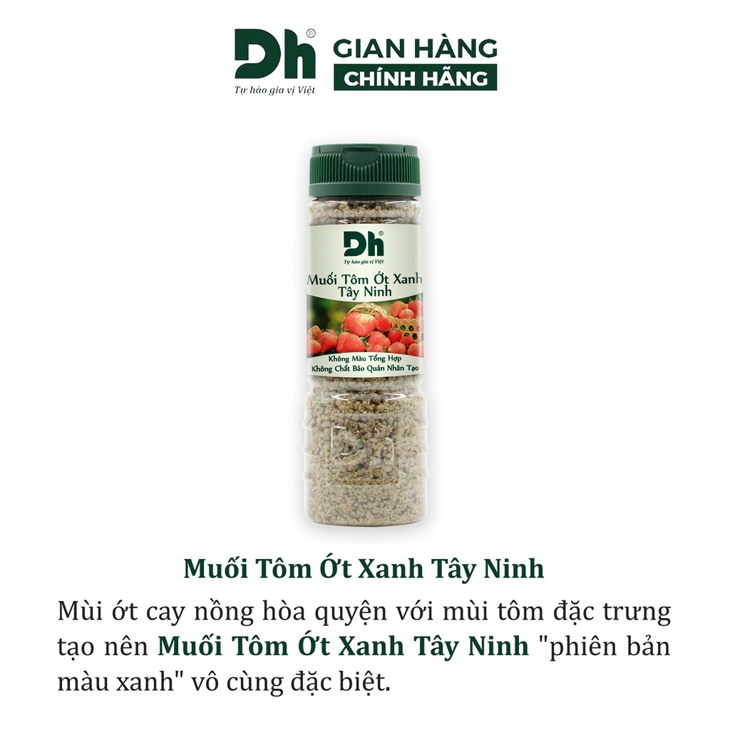 Muối tôm ớt xanh Tây Ninh DH Foods hạt to gia vị chấm hoa quả loại 1 thơm ngon 60/120gr - DHMTN52