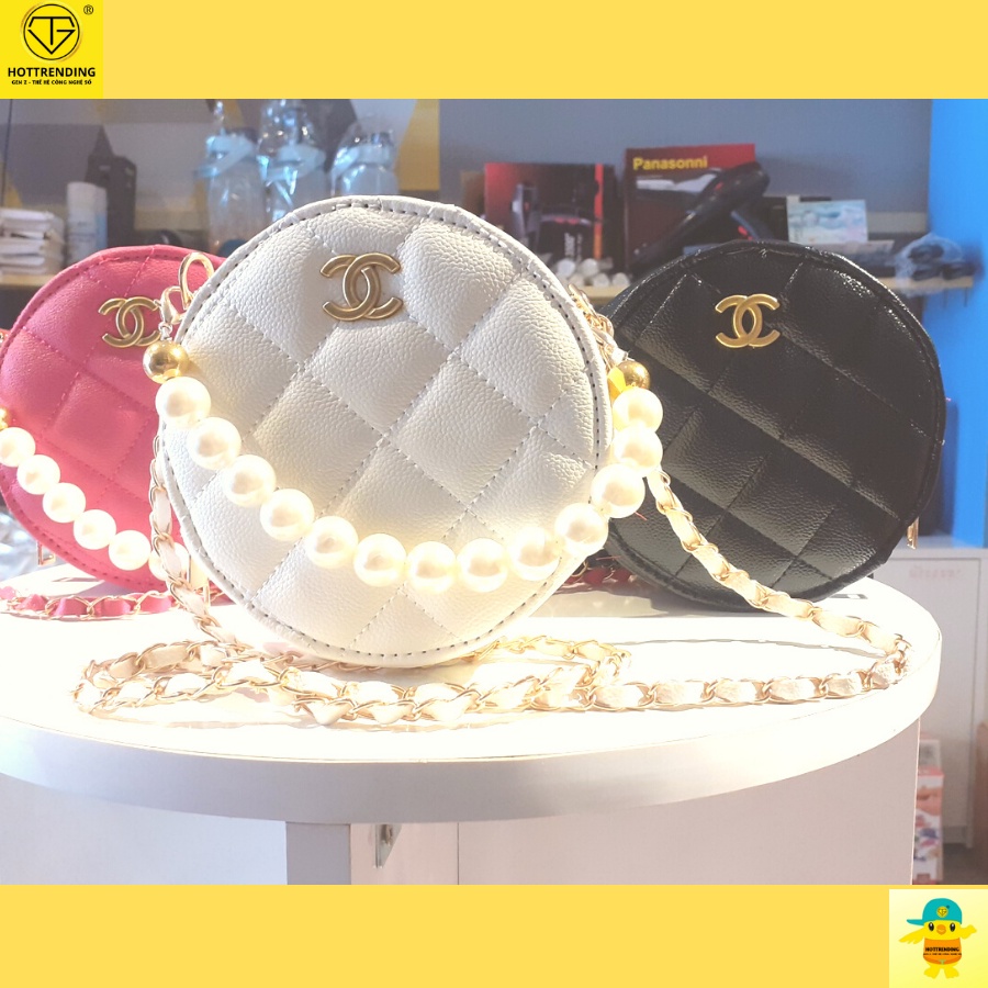 Túi đeo chéo nữ dáng tròn mini siêu xinh thương hiệu Chanel cao cấp