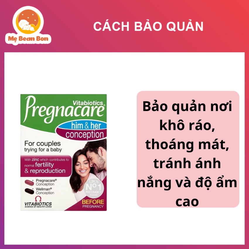 Vitamin tăng khả năng thụ thai cho nam nữ Pregnacare Him and Her Conception 60 viên của Anh Quốc dành cho cả nam và nữ