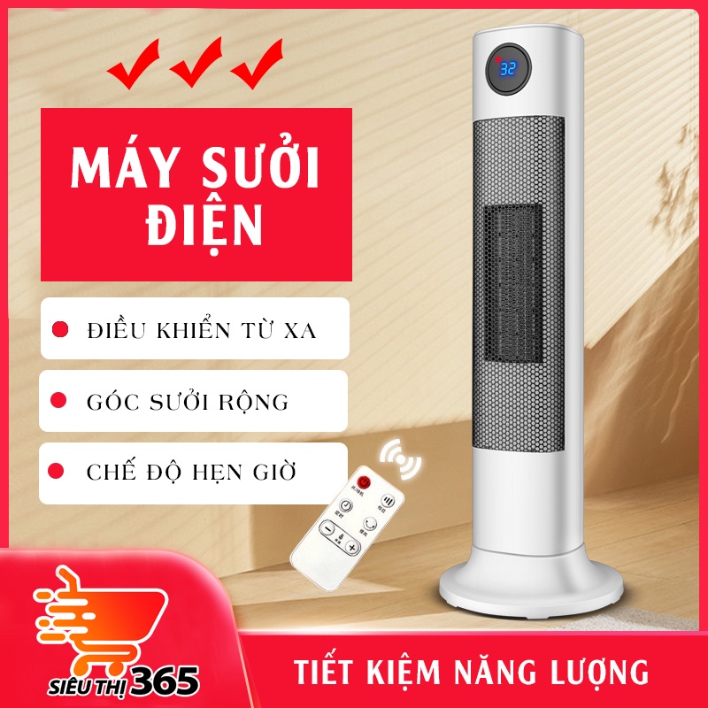 Máy sưởi ấm_quạt sưởi ấm,máy sưởi gốm_Điều khiển từ xa_dáng đứng cao cấp -Ấm áp - An toàn - Đầu xoay góc rộng đa năng