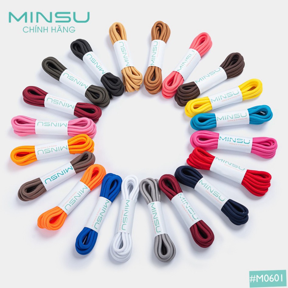 Dây Giày Tròn Chính Hãng MINSU M0601, Dây Giày Bản Tròn 110cm Nhiều Màu Sắc Cho Các Loại Giày Thể Th