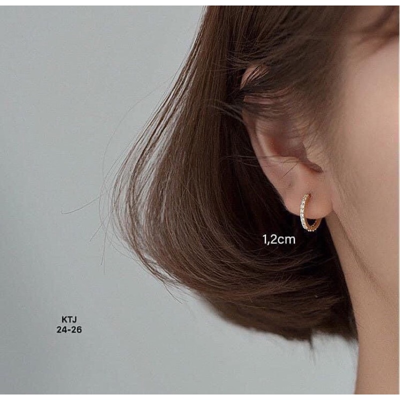 khuyên tai vòng tròn đá nhỏ