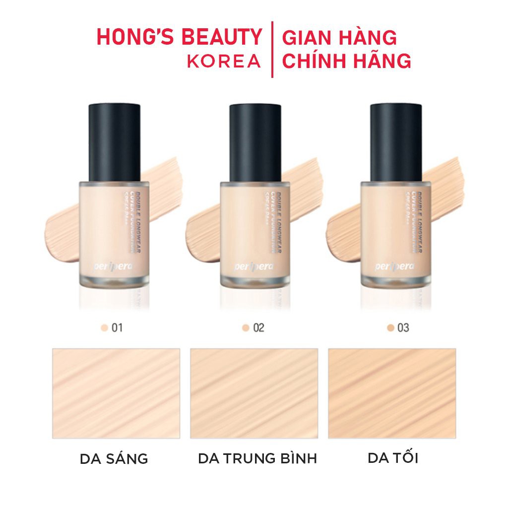 Kem nền mỏng nhẹ che phủ tốt PERIPERA Double Longwear Cover Foundation - HONGS BEAUTY