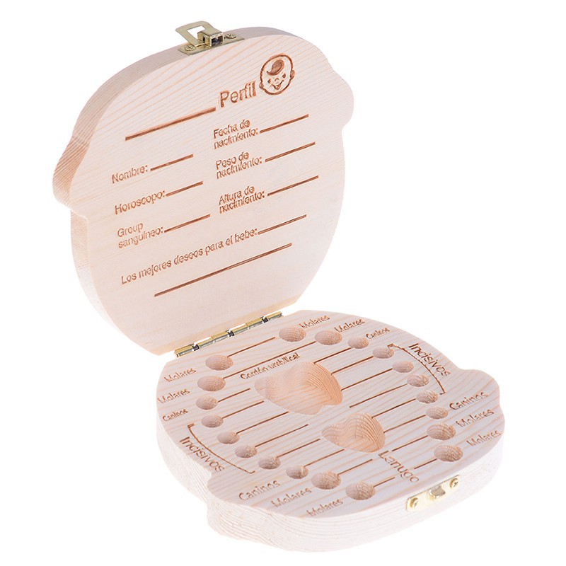 ❀❀ Hộp Gỗ Đựng Răng Sữa Phiên Bản Tiếng Anh / Tây Ban Nha