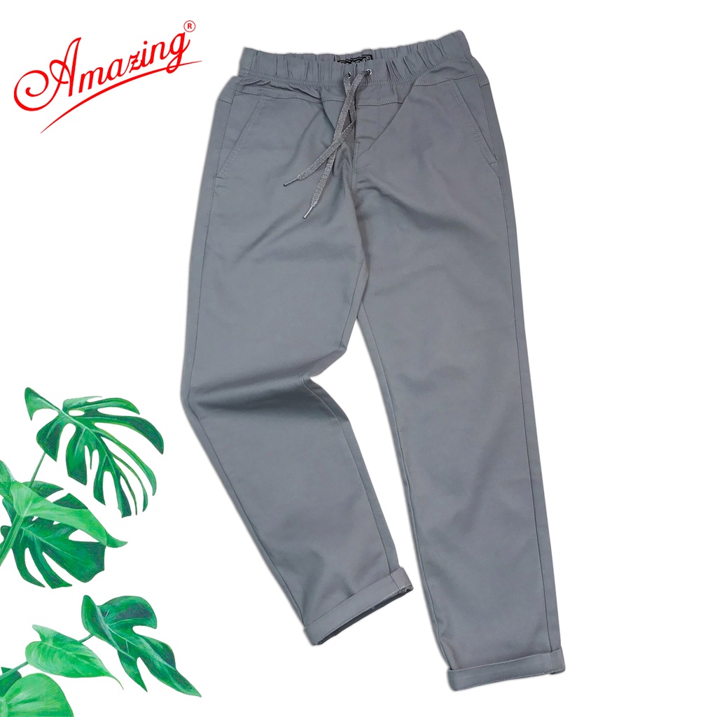 Quần Baggy nam Amazing, chất liệu kaki co giãn, form suông, lưng chun, phong cách Unisex, tôn dáng đẹp, trẻ trung