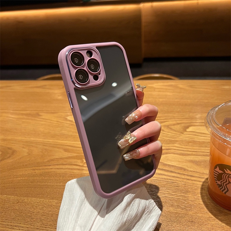 Ốp Điện Thoại Trong Suốt Đơn Giản Sang Trọng Với Miếng Dán Bảo Vệ Ống Kính Máy Ảnh Cho iPhone 11 12 Pro Max 13 Pro Max