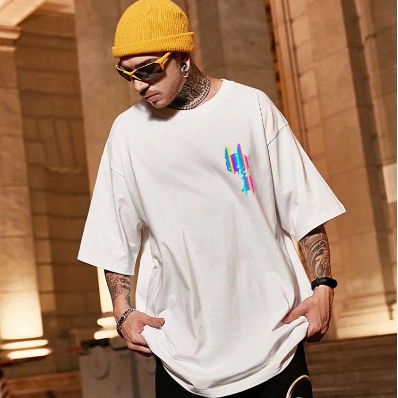 Áo Thun Tay Ngắn Cổ Tròn In Hình Pikachu Phản Quang Nhiều Màu Thời Trang Phong Cách Mỹ Cho Nam Size M-5XL