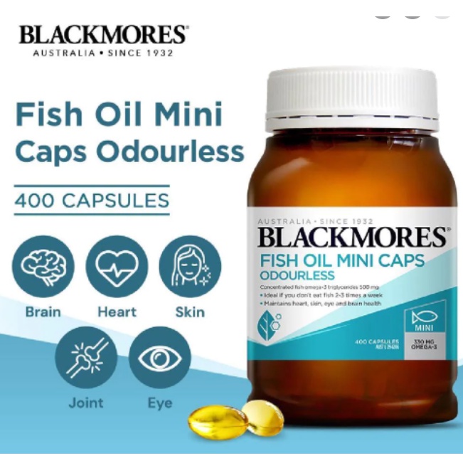 Blackmores Odourless Fish Oil  - Viên uống Dầu cá Không Mùi Mini CapsHSD Xa