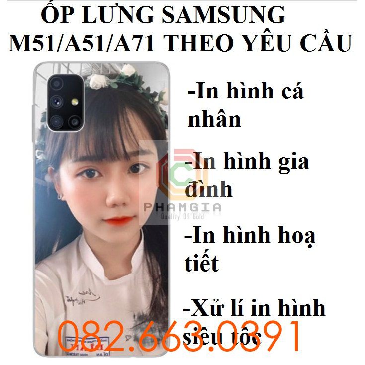 Ốp lưng ép kính Samsung M51 / A51 / A71 / A02s / A03S in hình theo yêu cầu