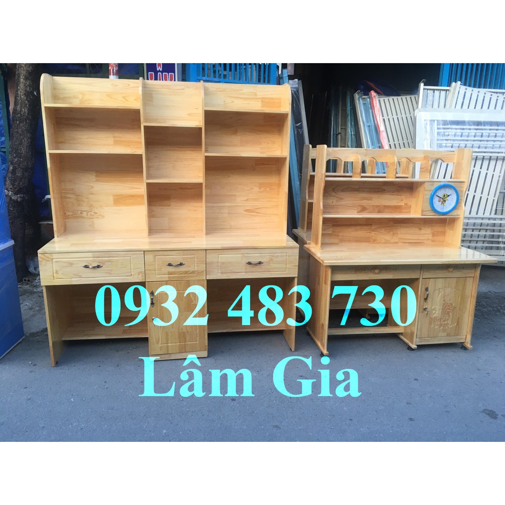 Bàn học sinh liền kệ gỗ thông kiểu dáng hàn quốc thiết kế đẹp - đa năng-nhiều kích thước HCM