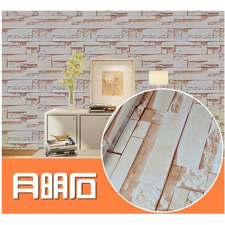 Decal giấy dán tường gạch đá 3D