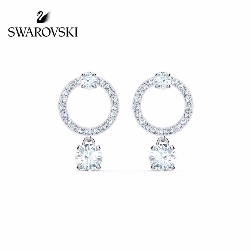 Khuyên tai mặt nhẫn tròn cuốn hút Swarovski