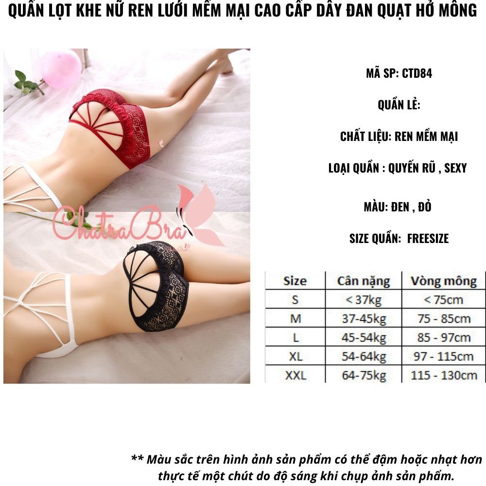 Quần lọt khe nữ ren lưới mềm mại cao cấp dây đan quạt hở mông