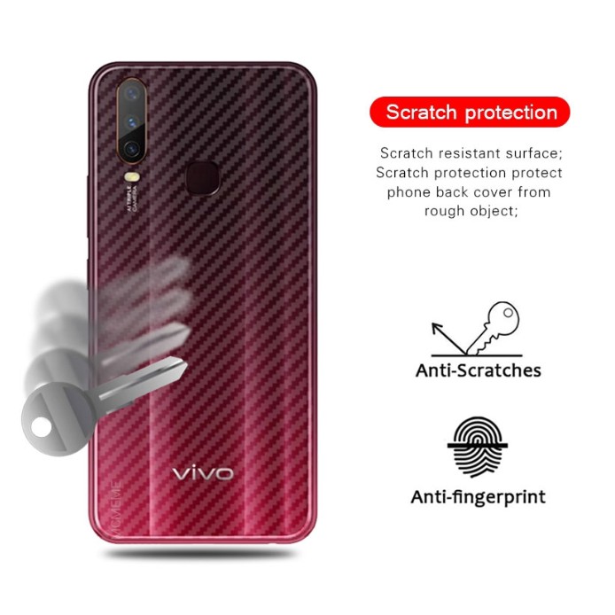 Set 2 Miếng Dán Sợi Carbon Bảo Vệ Mặt Sau Cho Vivo Y19 Y91C Y11 S1 Pro V17 Pro V15 Pro Y15 2020 Y17 Y12