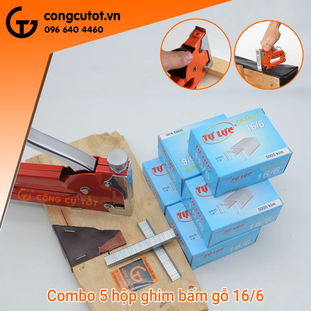 Bộ 5 hộp ghim bấm gỗ 16/6 tự lực