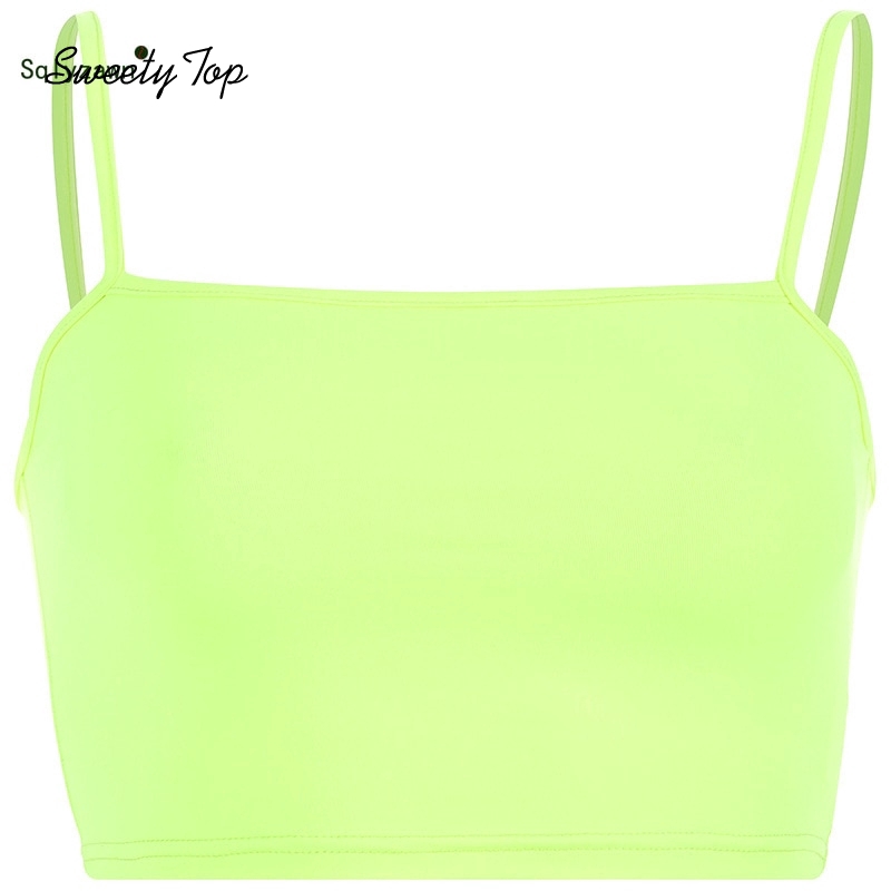 Áo Crop Top Hai Dây Màu Hồng/Xanh Lá