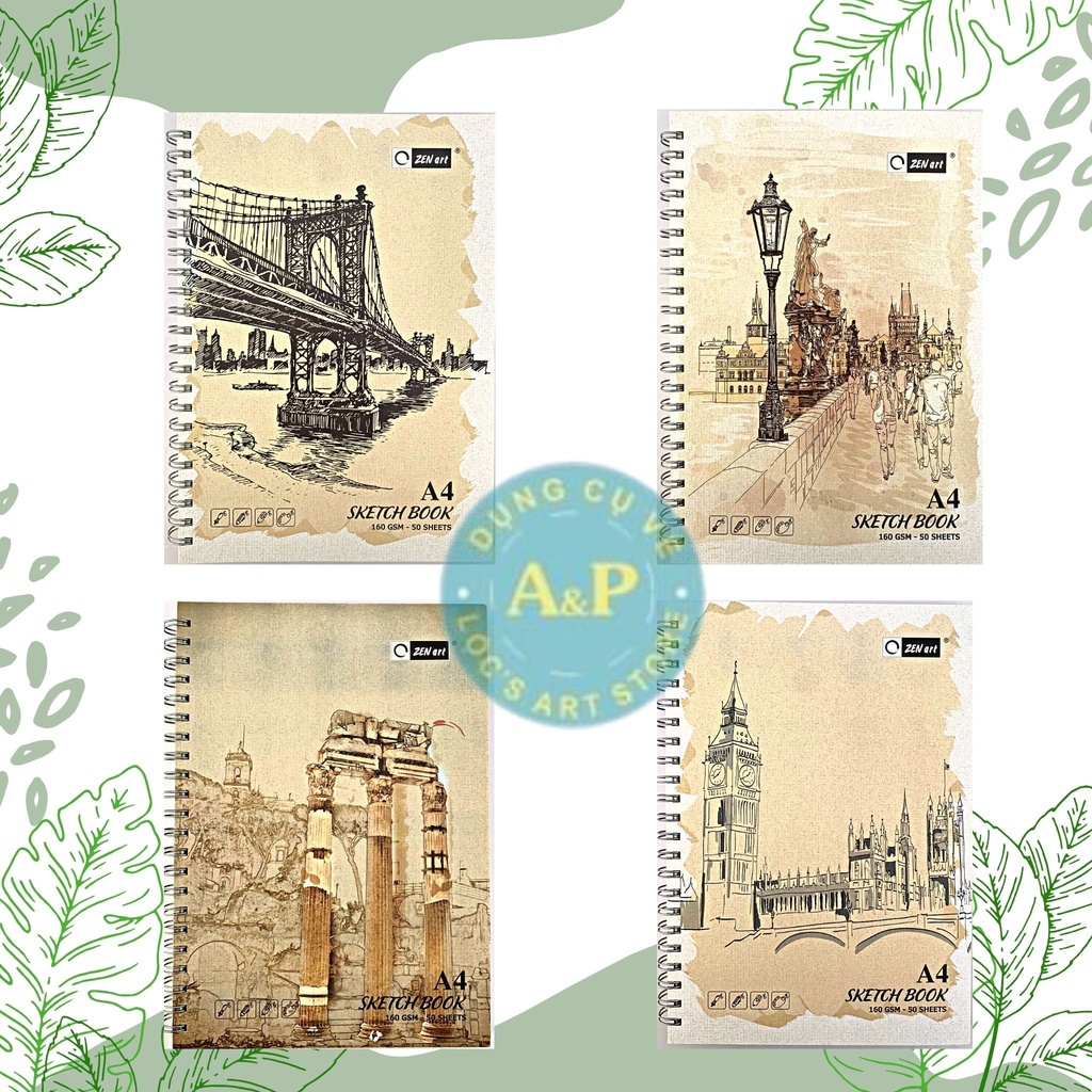 Sổ ký họa phác thảo Sketchbook Zen Art 160gsm 50 tờ bìa cứng