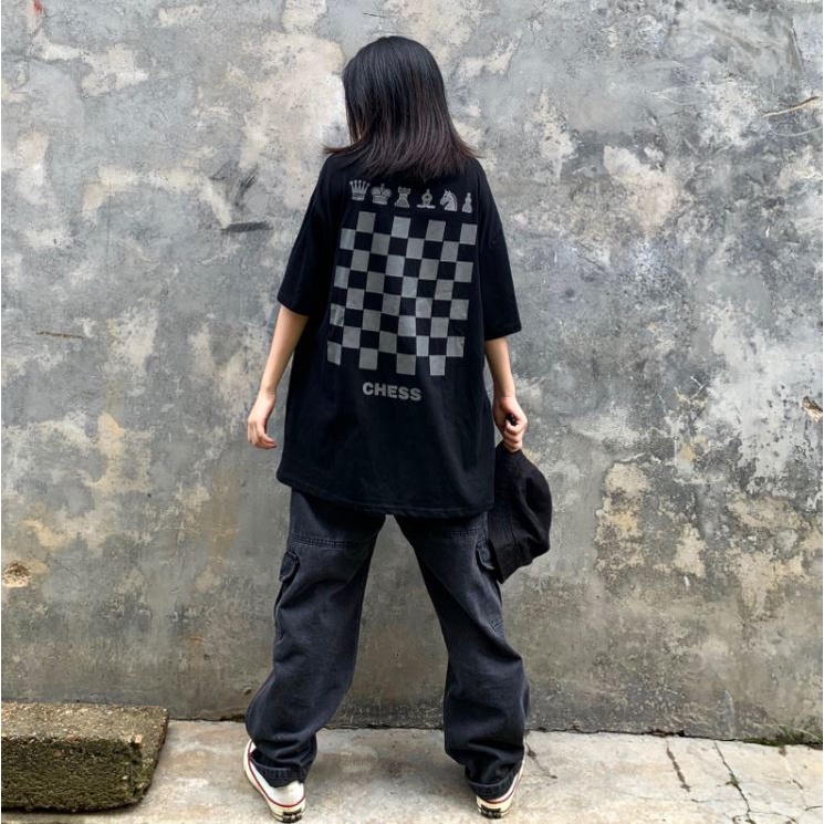 Áo thun Tay Lỡ Unisex BÀN CỜ, Áo Phông Nam Nữ Form Rộng, có hình ảnh video thật D85